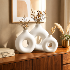 Donut Style Plastic Vase Set of 3