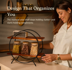 2-Tier Circular Wooden Kitchen Organizer
