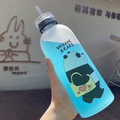 Bear Water Bottle 1000ml with Double Caps & Straw
