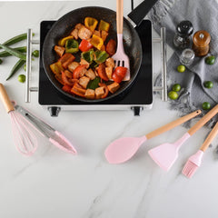 12 Pcs Pink Non-Stick Kitchen Utensil Set