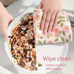 Microfiber Cleaning Towel – Pink Flower Pack of 5