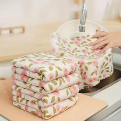 Microfiber Cleaning Towel – Pink Flower Pack of 5