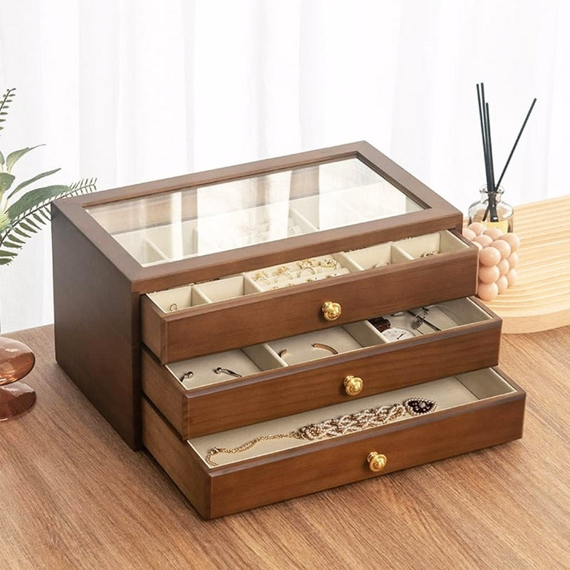 Wooden 3 Drawer Jewelry Organizer