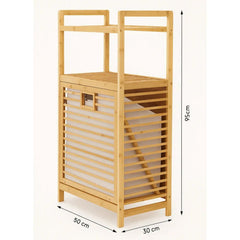 Bamboo Laundry Basket with Storage Shelf