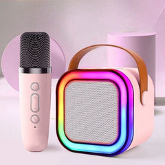 K12 Bluetooth Karaoke Mic Speaker – RGB Lights & Wireless Mic