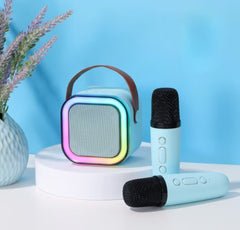 K12 Bluetooth Karaoke Mic Speaker – RGB Lights & Wireless Mic