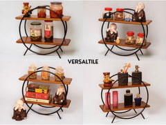 2-Tier Circular Wooden Kitchen Organizer