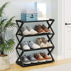 4-Tier Zigzag X-Shape Shoe Rack