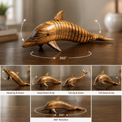 Flexible Wooden Dolphin Sculpture – Decorative Art Piece