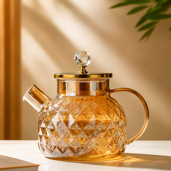 Golden Glass Tea Pot 1000ml