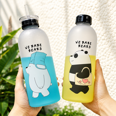 Bear Water Bottle 1000ml with Double Caps & Straw