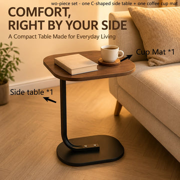 Oval C-Shaped Sofa Side Table