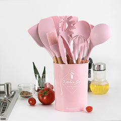 12 Pcs Pink Non-Stick Kitchen Utensil Set