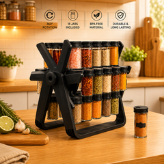 360° Rotating Spice Rack with 18 Jars