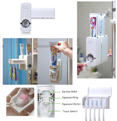 Automatic Toothpaste Dispenser – Wall-Mounted Toothbrush Holder