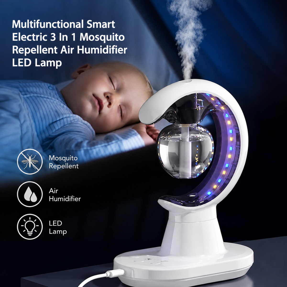 3-in-1 Smart Mosquito Repellent Humidifier Lamp