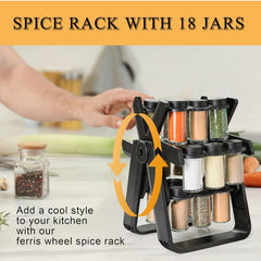 360° Rotating Spice Rack with 18 Jars