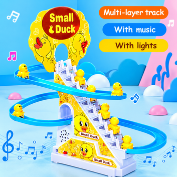 Duck Slide Track Toy for Kids – Automatic Escalator, Lights & Music